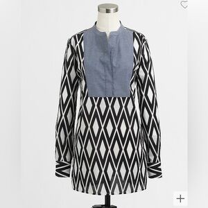 J. Crew | Diamond Pattern | Solid Bib | Henley Neck | Long Sleeve | Tunic | Sz S